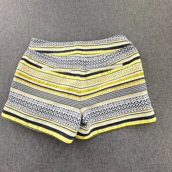 Ann Taylor LOFT Knit Rivera Shorts Sz 0 Yellow White Grayish Black Striped Boho - Picture 11 of 13